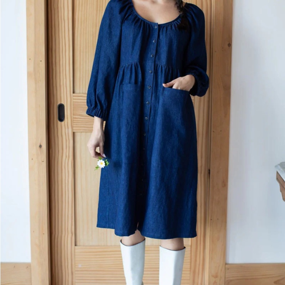 Emerson Fry Denim Market Dress, Organic Indigo Hemp